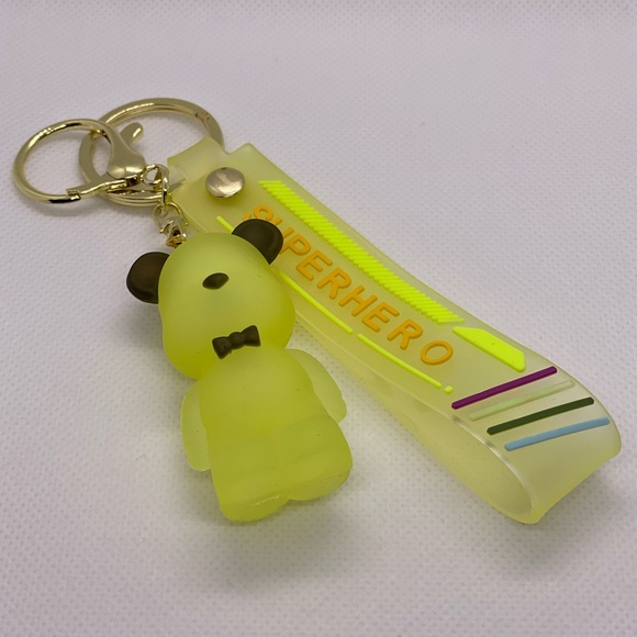 Keychain Charm Superhero Green Bear Supreme airpod case charm cute charm keyring - Picture 1 of 6